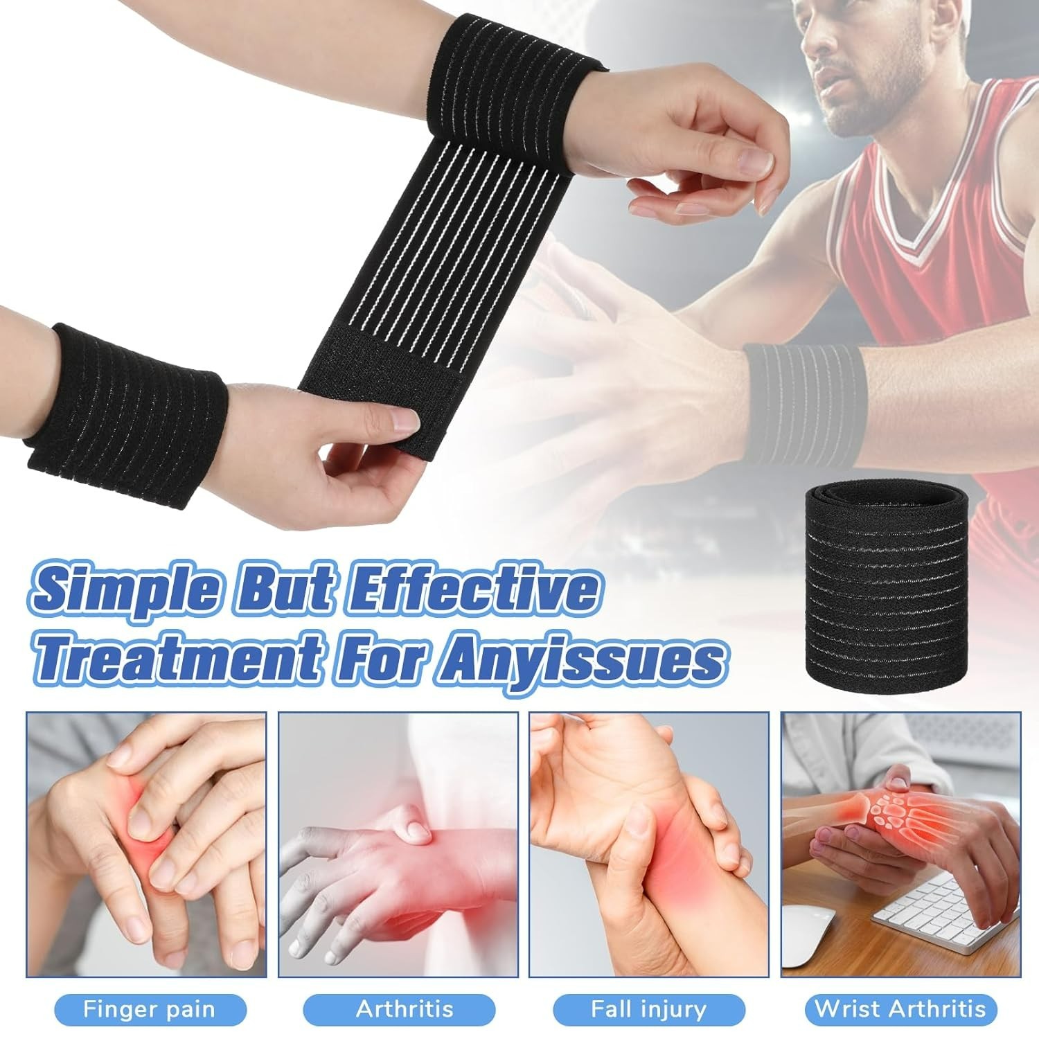 4Pcs High-Elastic Breathable Wrist Supports – Ideal for All Sports Activities