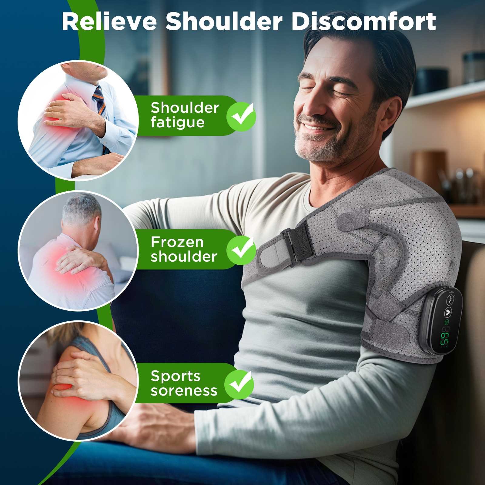 Electric Heated Shoulder Massager Brace with Vibration Therapy Joint Pain Relief