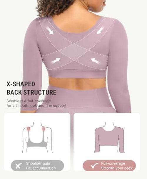 Arm Compression Sleeve Women Post Surgery Front Closure Bra | Arm Large Purple