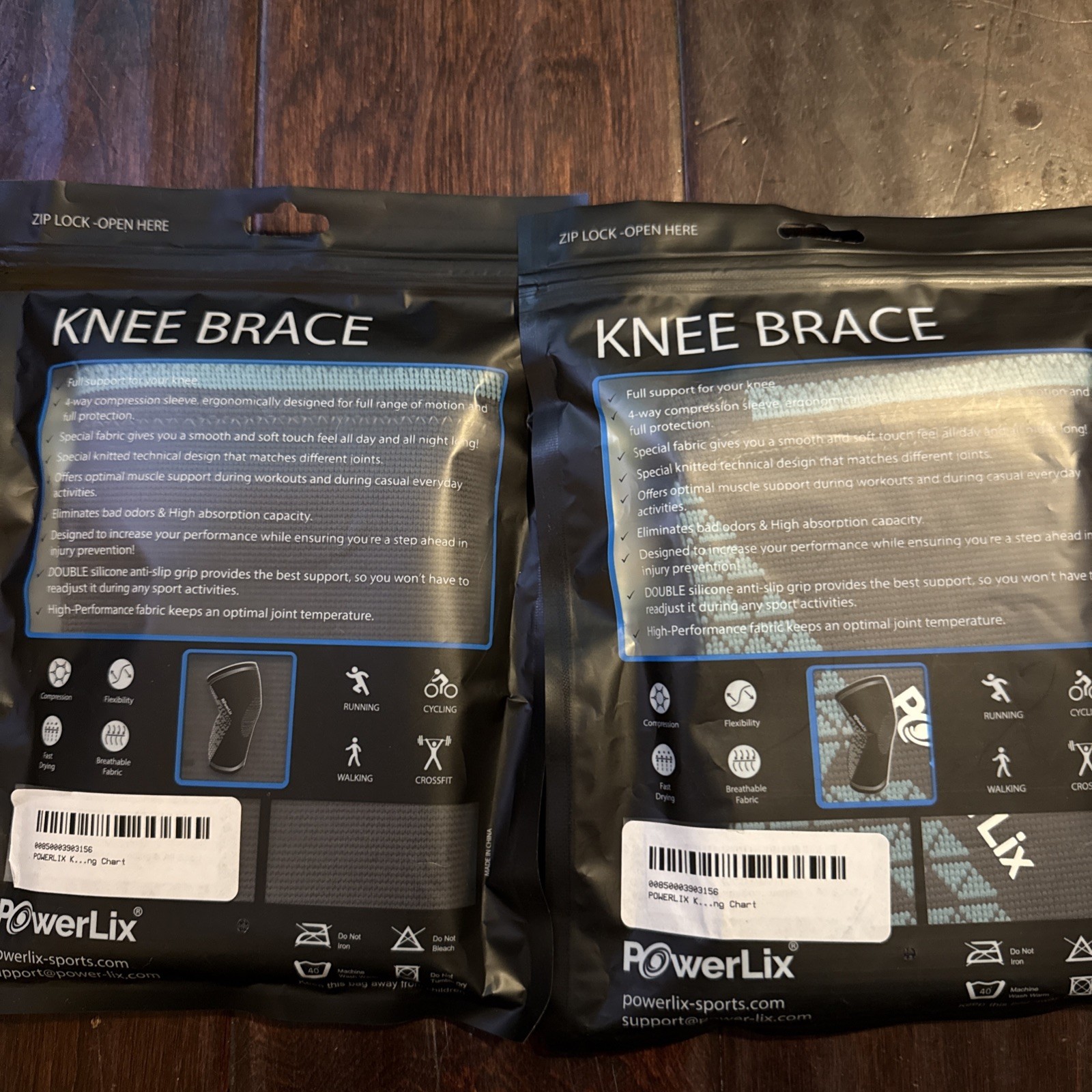 PowerLix Knee Brace – 4 Way Compression Knee Sleeve- TWO PACK XXL Grey