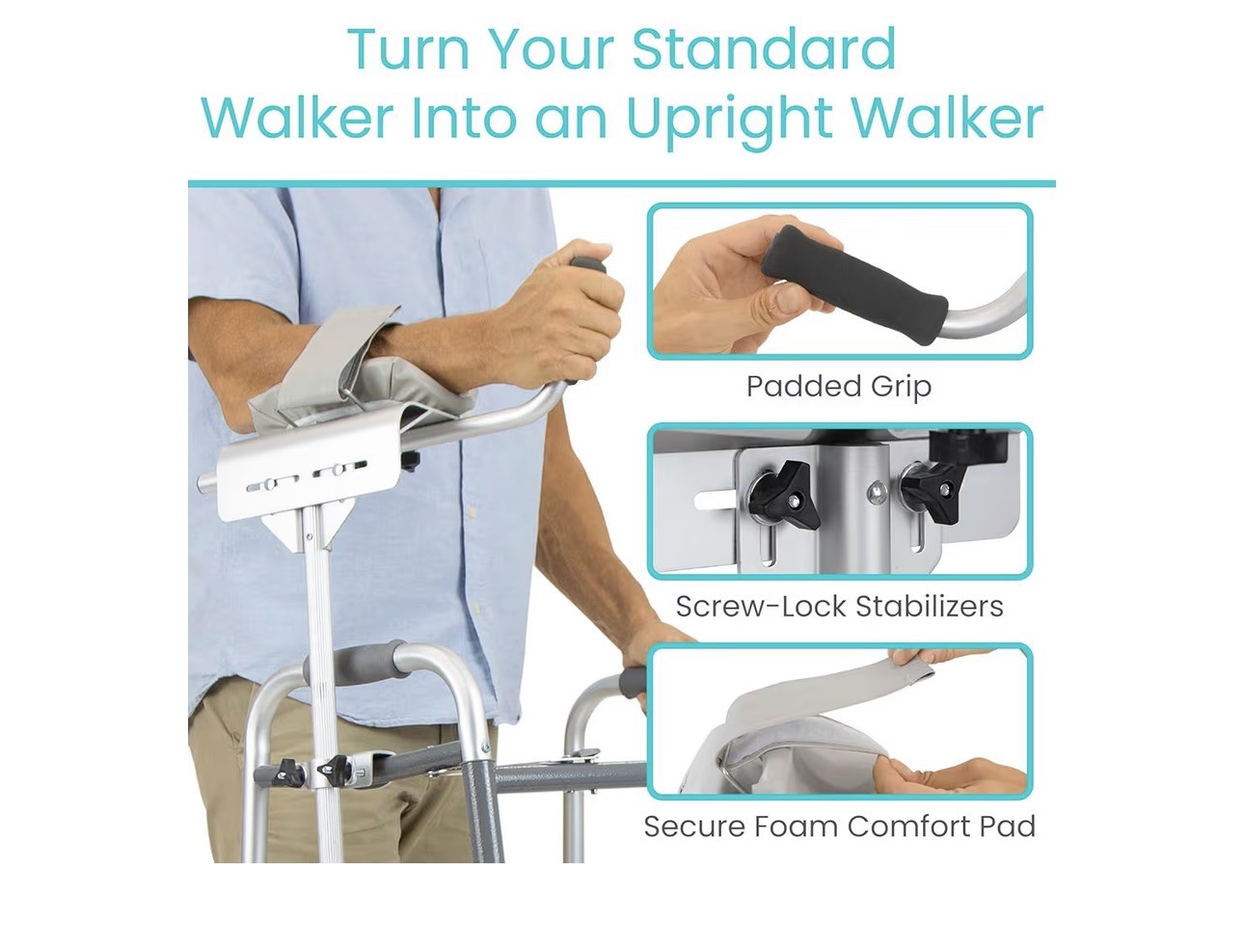 Vive Walker Platform Attachment with Adjustable Padded Cuff,