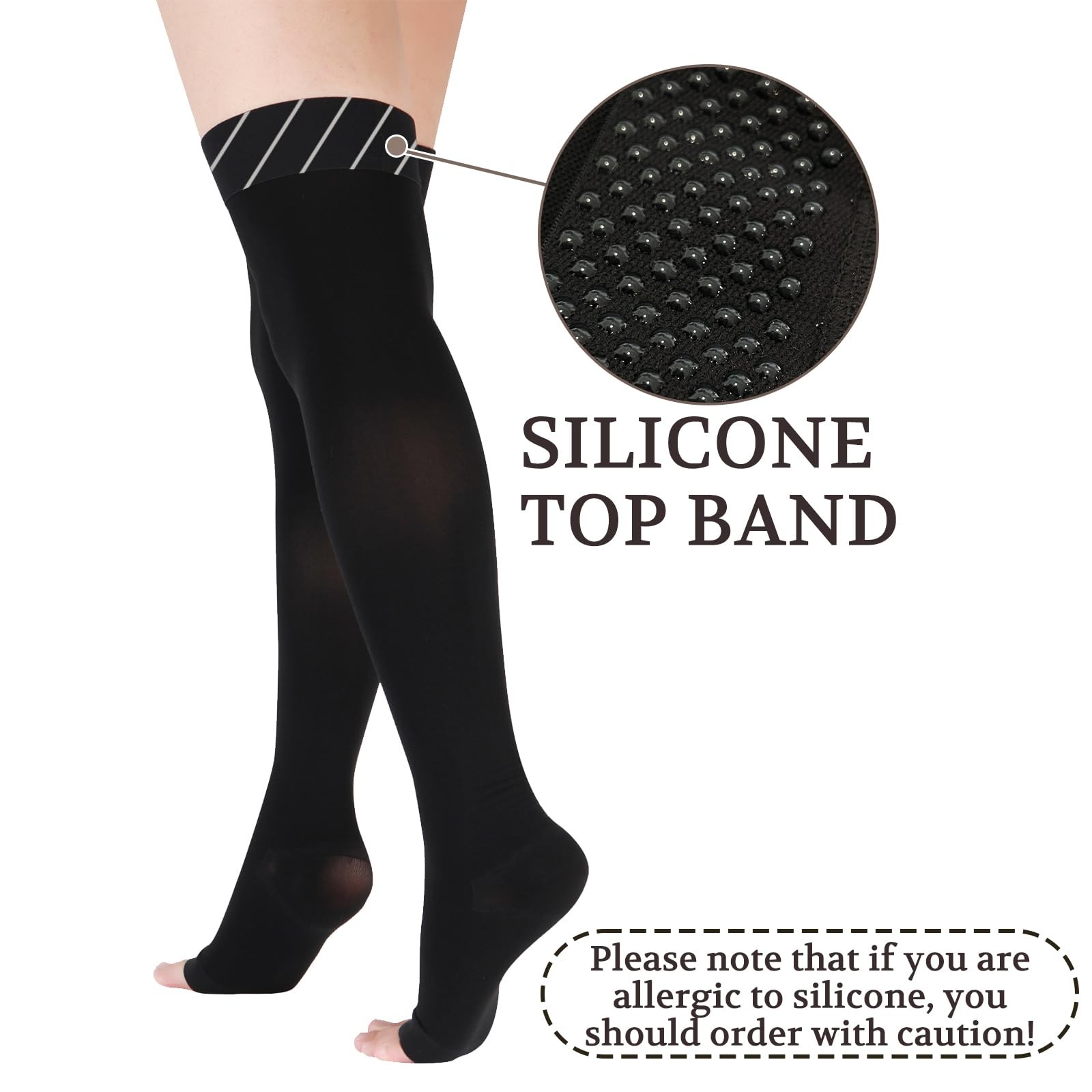 15-20 mmHg Medical Compression Stockings for Women and Men Thigh High Dot-Top…