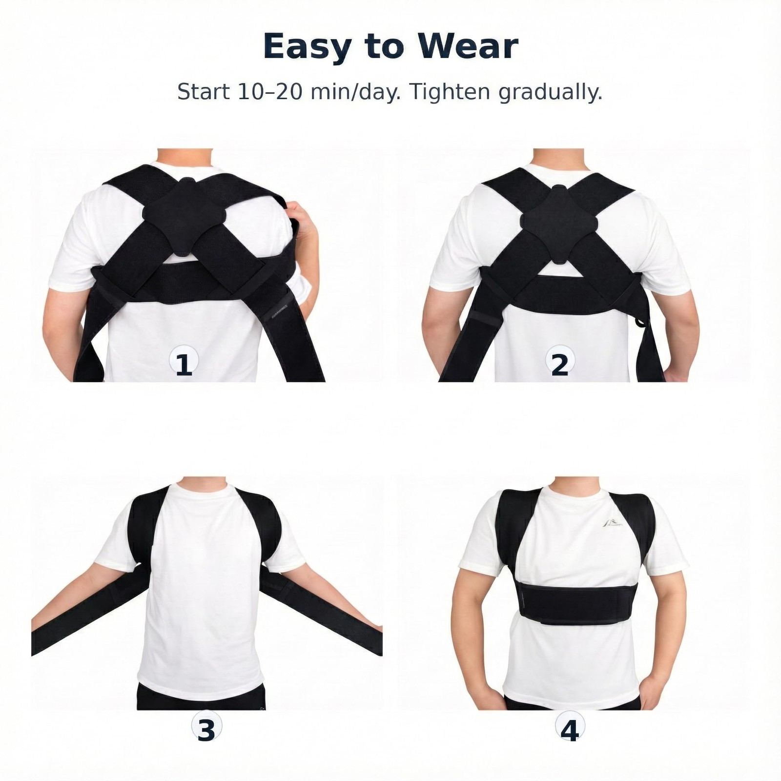 Posture Corrector for Men – Lightweight Upper Back Brace M:31”-36”, Black