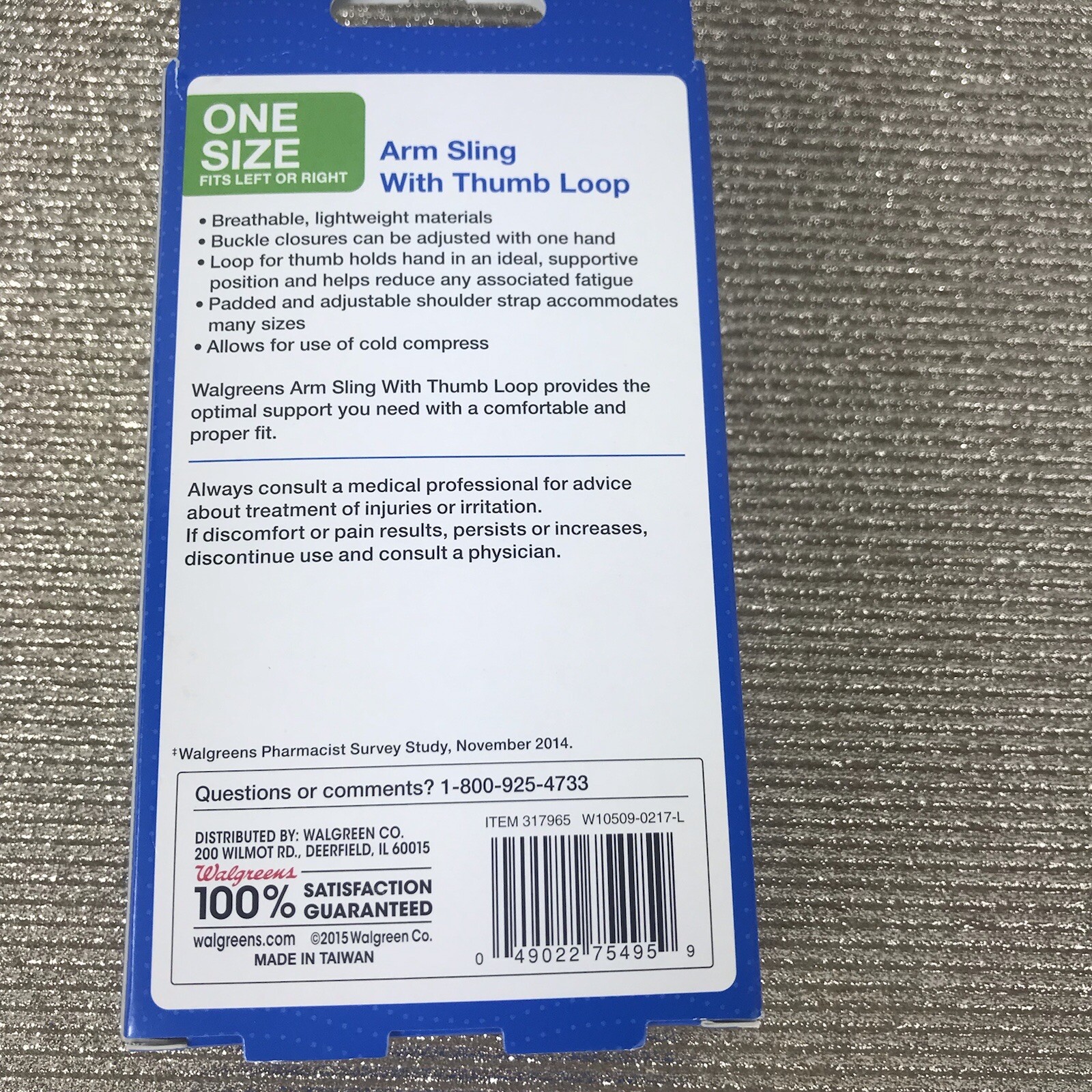 New Arm Sling With Thumb Loop One Size Walgreens Brand Free Shipping