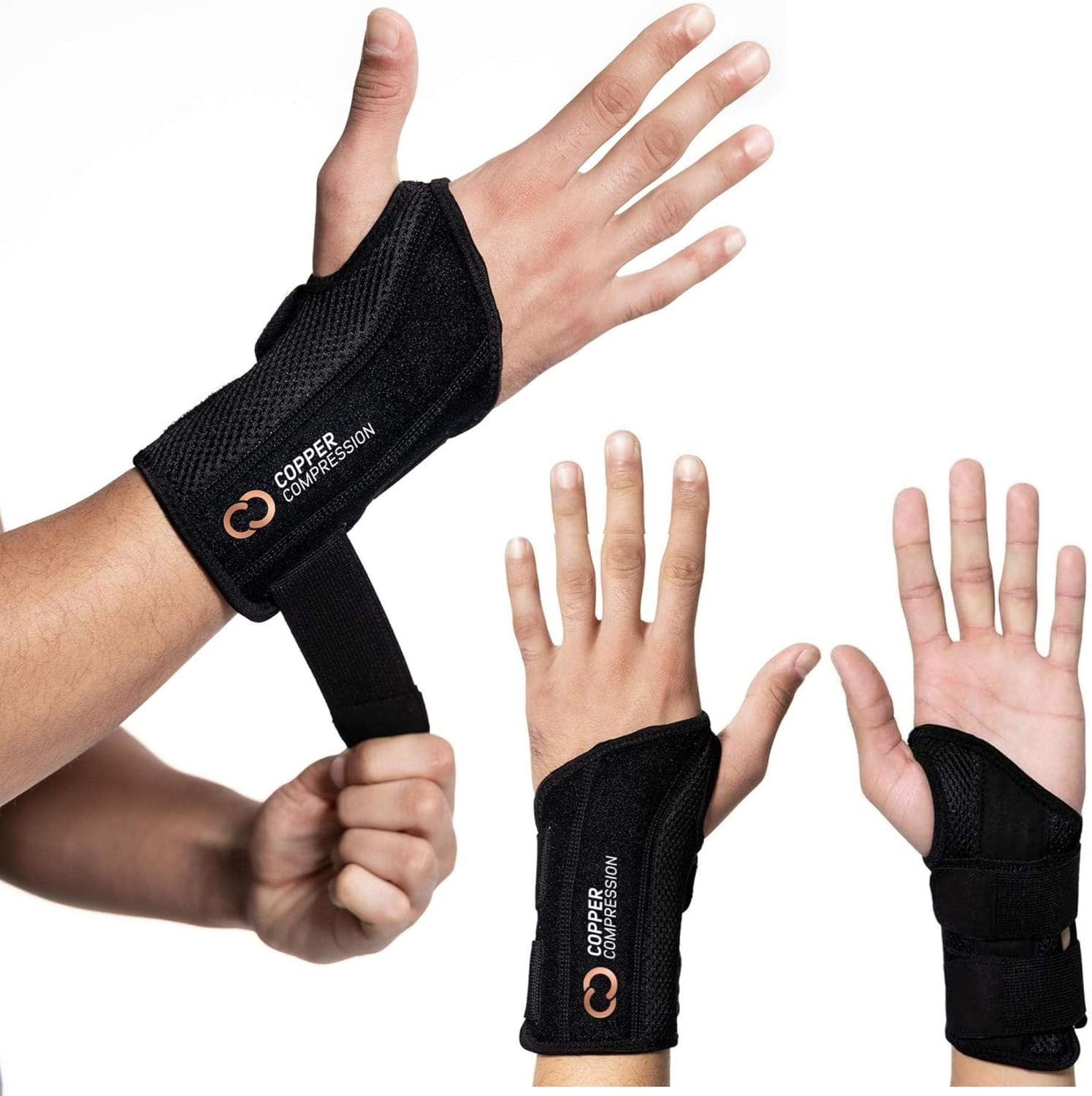 Wrist Brace – Copper Infused Adjustable Orthopedic Support Splint for Pain, C…