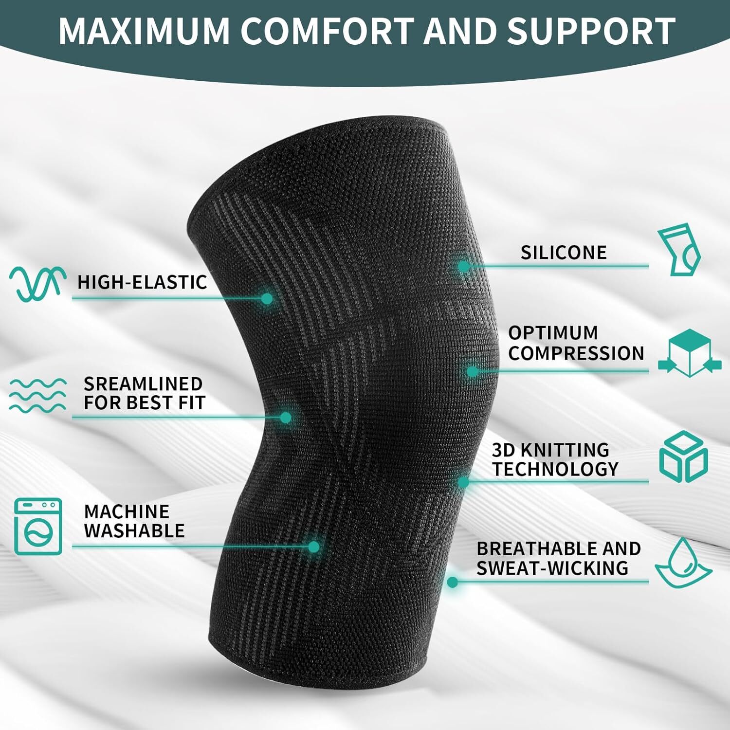 Long Leg Compression Sleeves Warm High Knee Brace Stretch Sports Gym Men Women