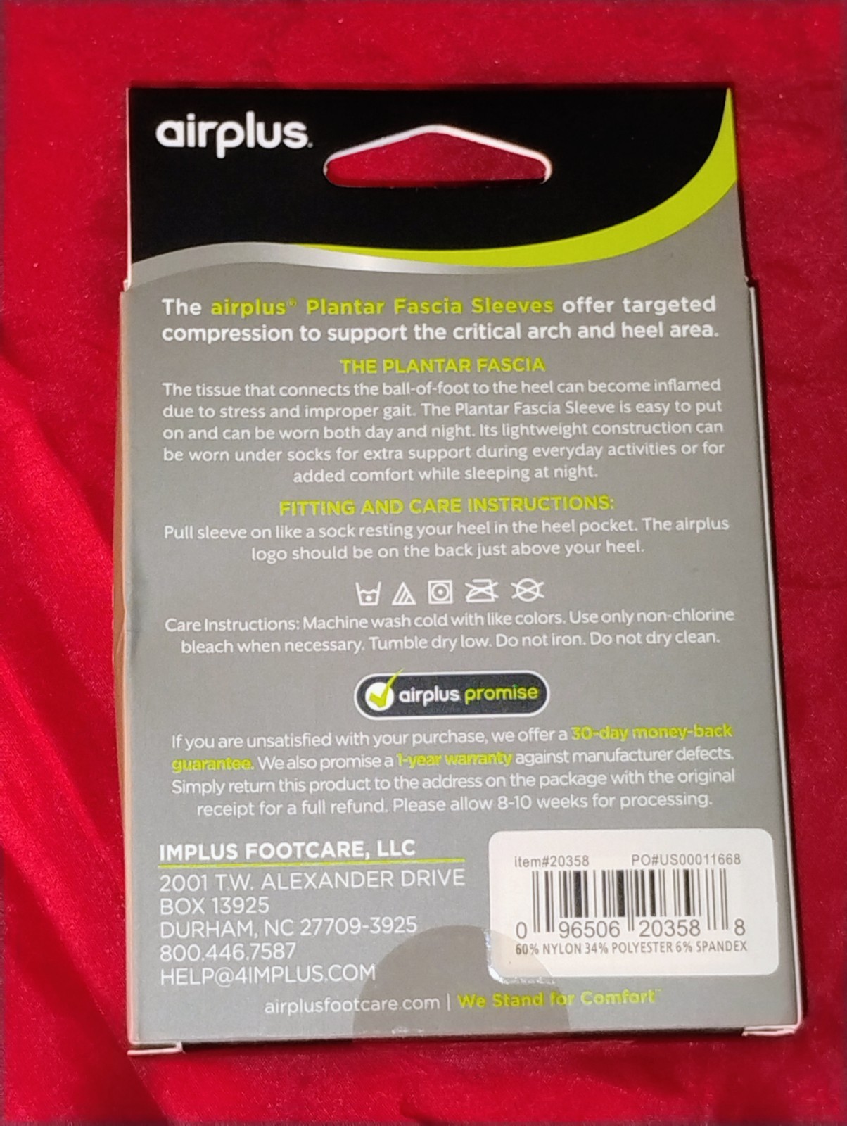 AIRPLUS PLANTAR FASCIA SLEEVES Unisex Black Small/Medium Men 5-8 Women 5-10
