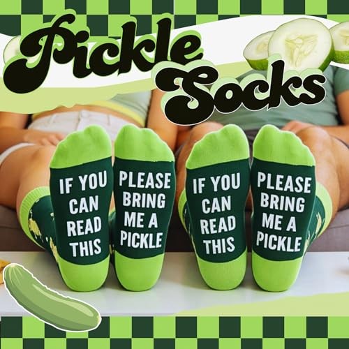 Funny Socks for Men Women – Pickle Gifts, Ice Cream Bring Me Pickle Dark Green