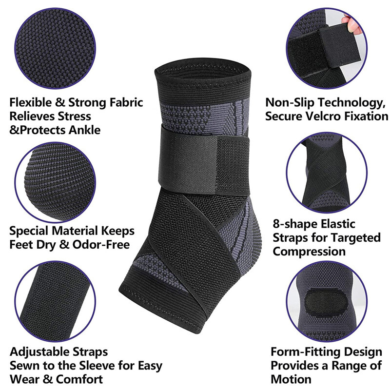 Ankle Brace Support Compression Sleeve Plantar Fasciitis Foot Wrap Pain Relief