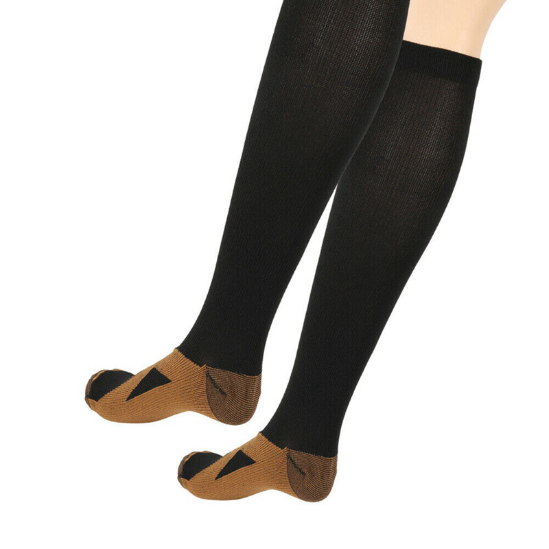 Copper Compression Socks Pain Relief Zipper Stocking S-2XL Calf Ankle Support