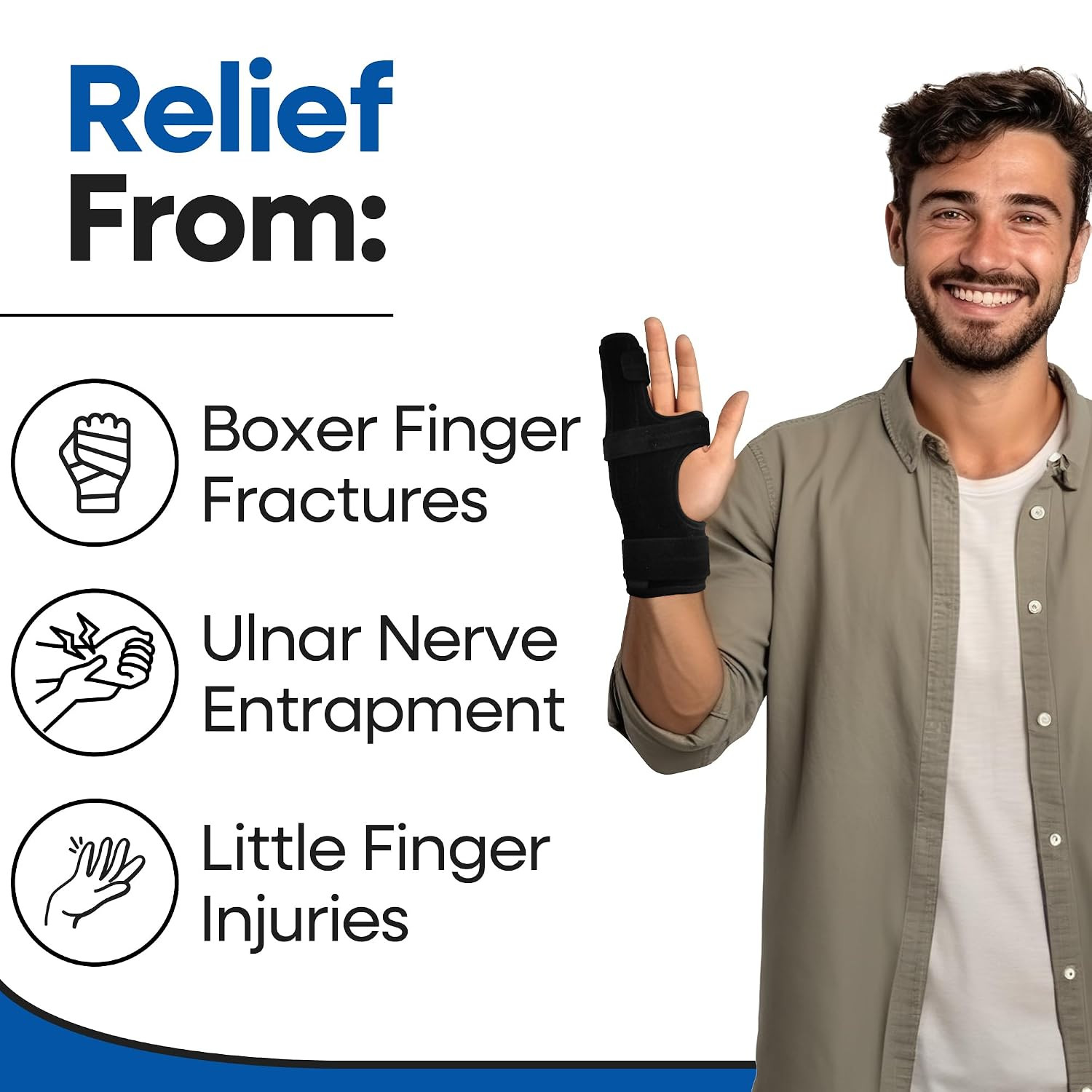 Metacarpal Finger Splint Hand Brace | Little Pinky Finger Splint for Boxer Fract