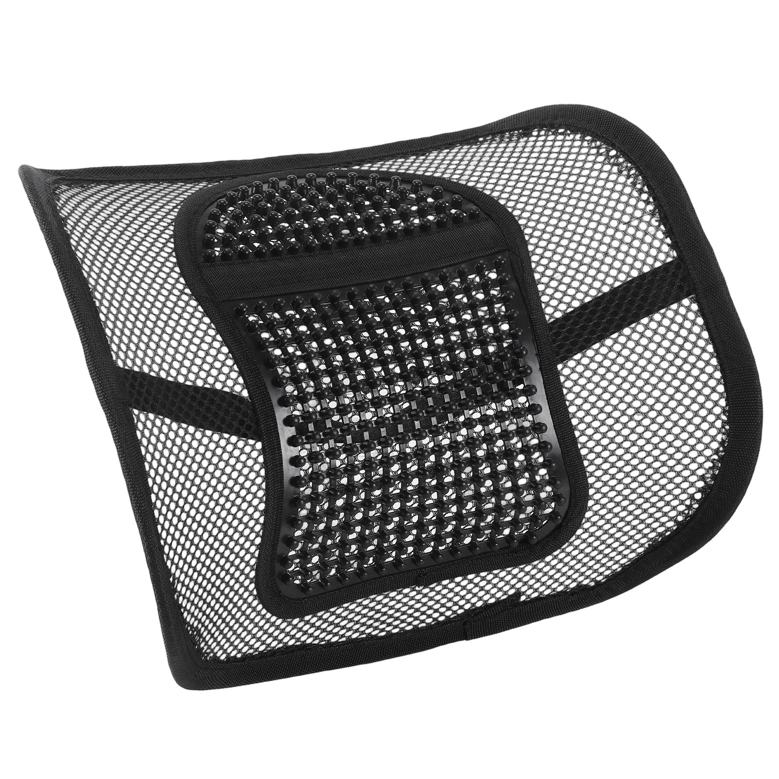 Car Seat Back Support Breathable Mesh Back Lumbar Support Cushion w/Massage Bead