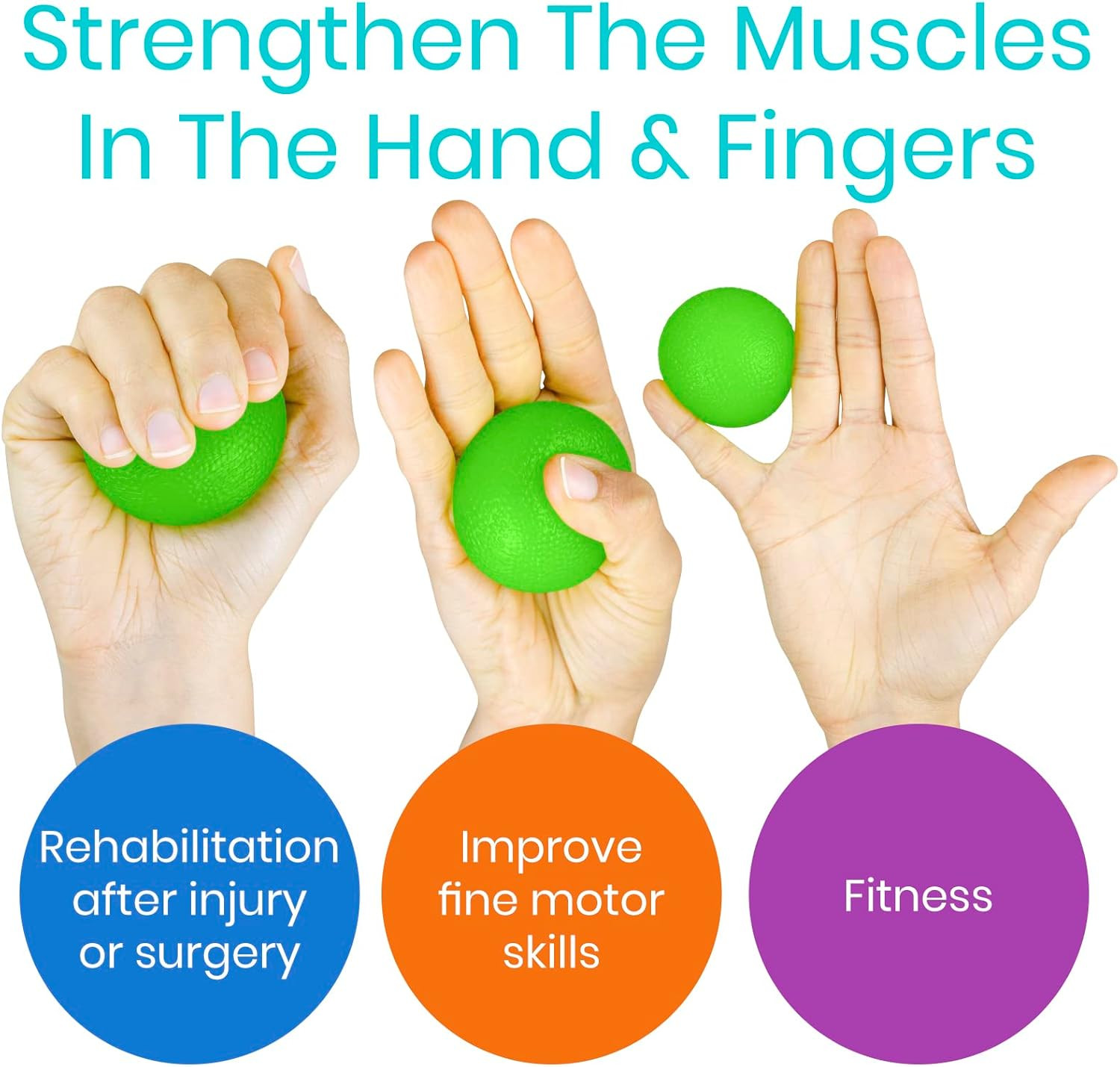 Squeeze Balls Hand Therapy Grip Strengthener for Arthritis Wrist & Finger Relief