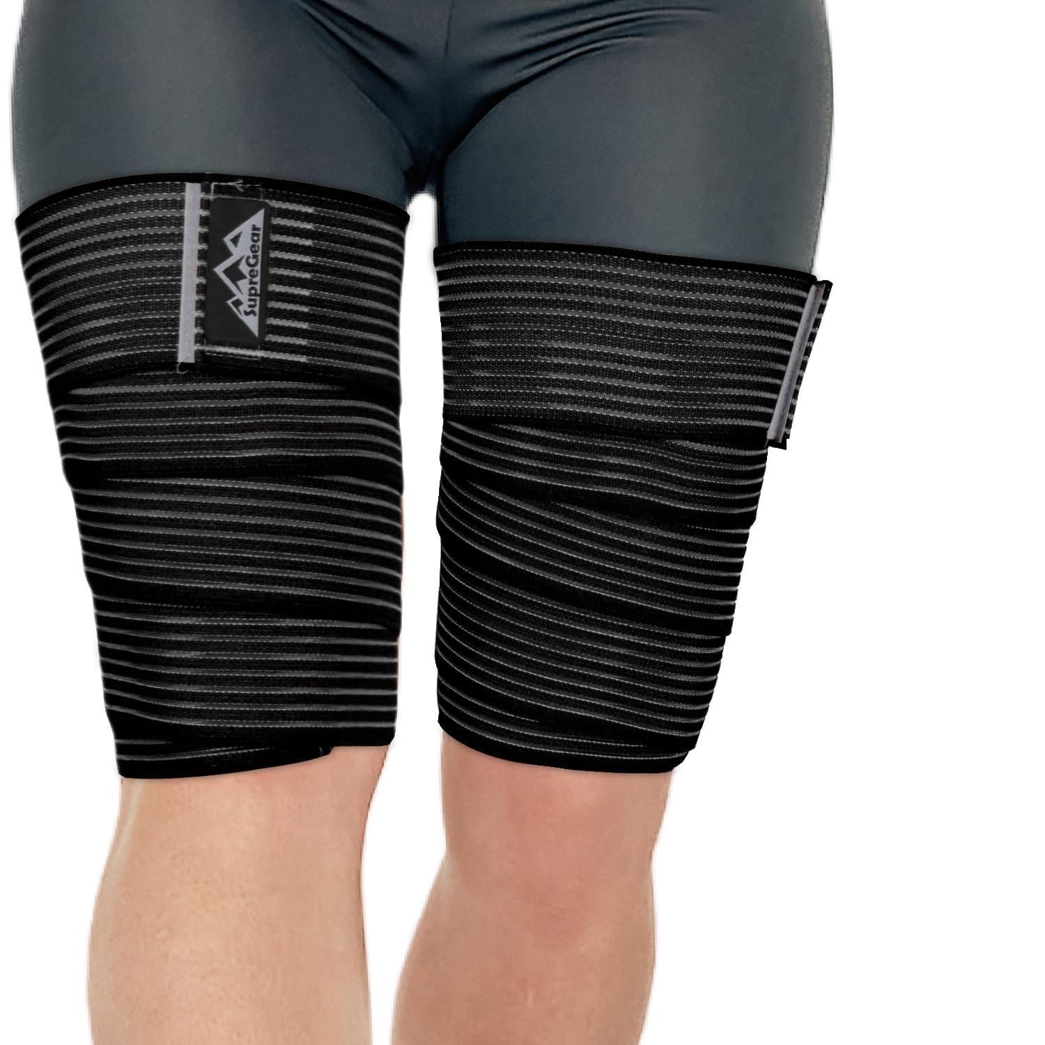 Elastic Thigh Support Sleeves – 2 Pack Black Compression Wraps for All-Day Use