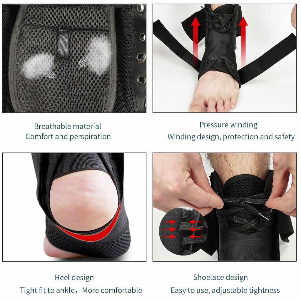 2 TYPES Ankle Brace Support Compression Stabilizer Pain Relief Foot Lace Up Wrap