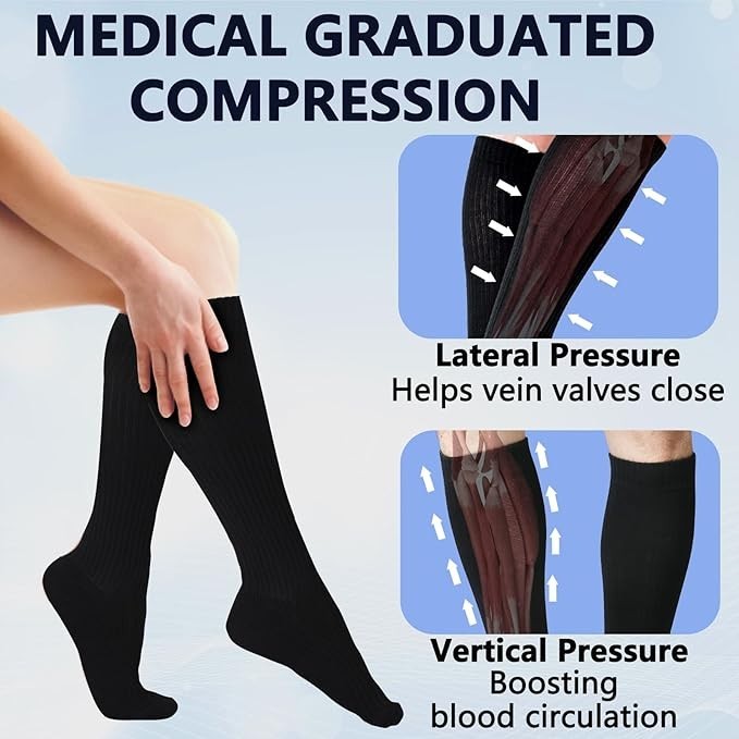 +MD 4 Pairs Compression Socks (15-20mmHg) for Women & Men – Cushion Knee High…