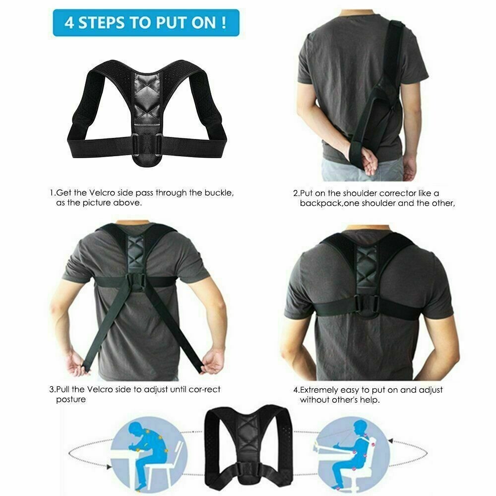 UNISEX POSTURE CORRECTOR ORTHOTICS SOFT BACK SUPPORT HUMPBACK COMFORTABLE HEALTH