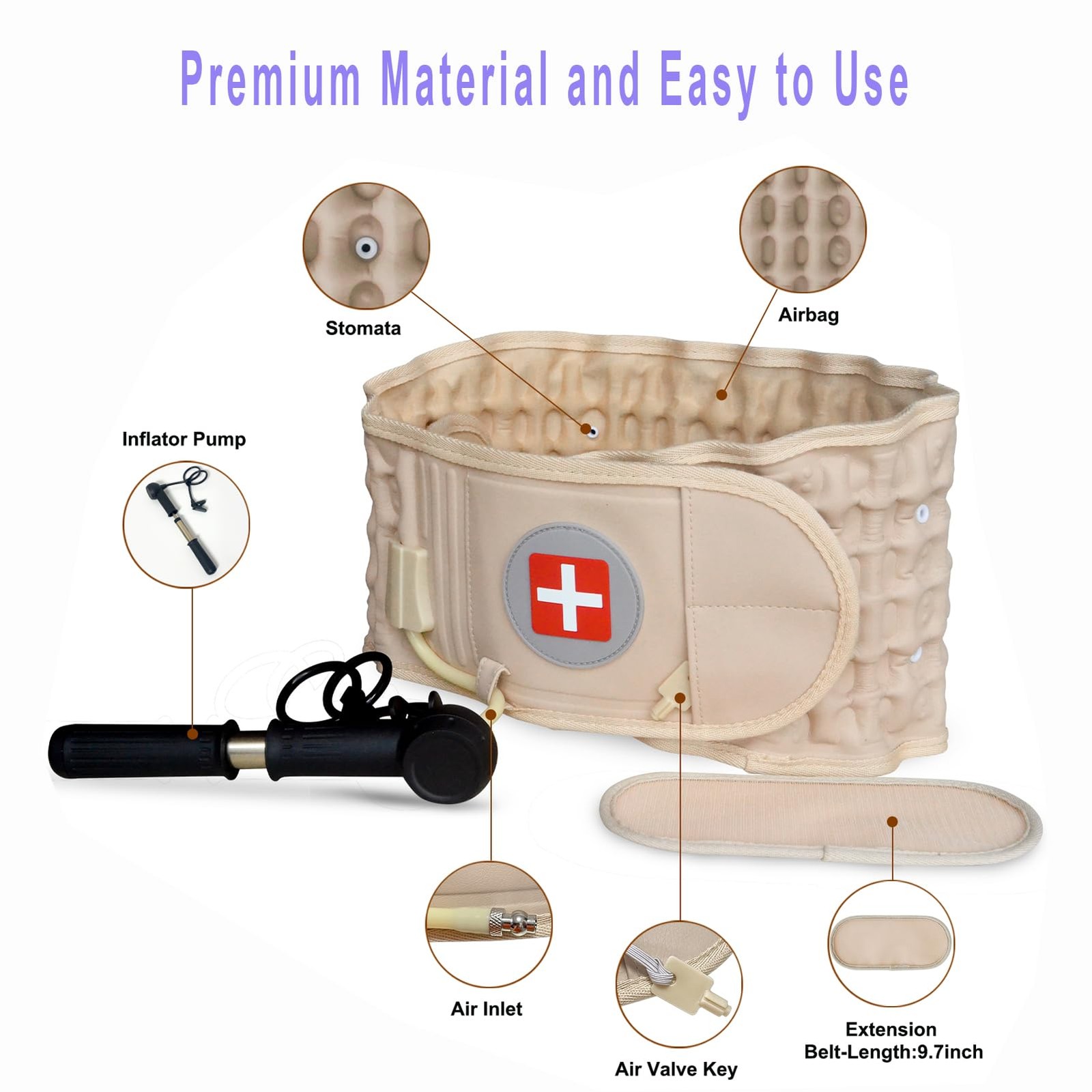 Piolmfp Decompression Back Belt,Spinal Air Traction Belt for Lower Back Pain Rel