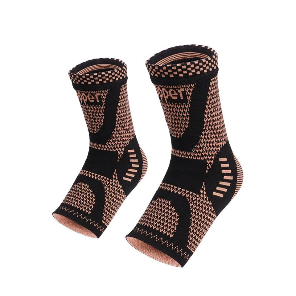 Copper Ankle Support Brace Compression Sleeve Plantar Sports Wrap Foot Fasciitis