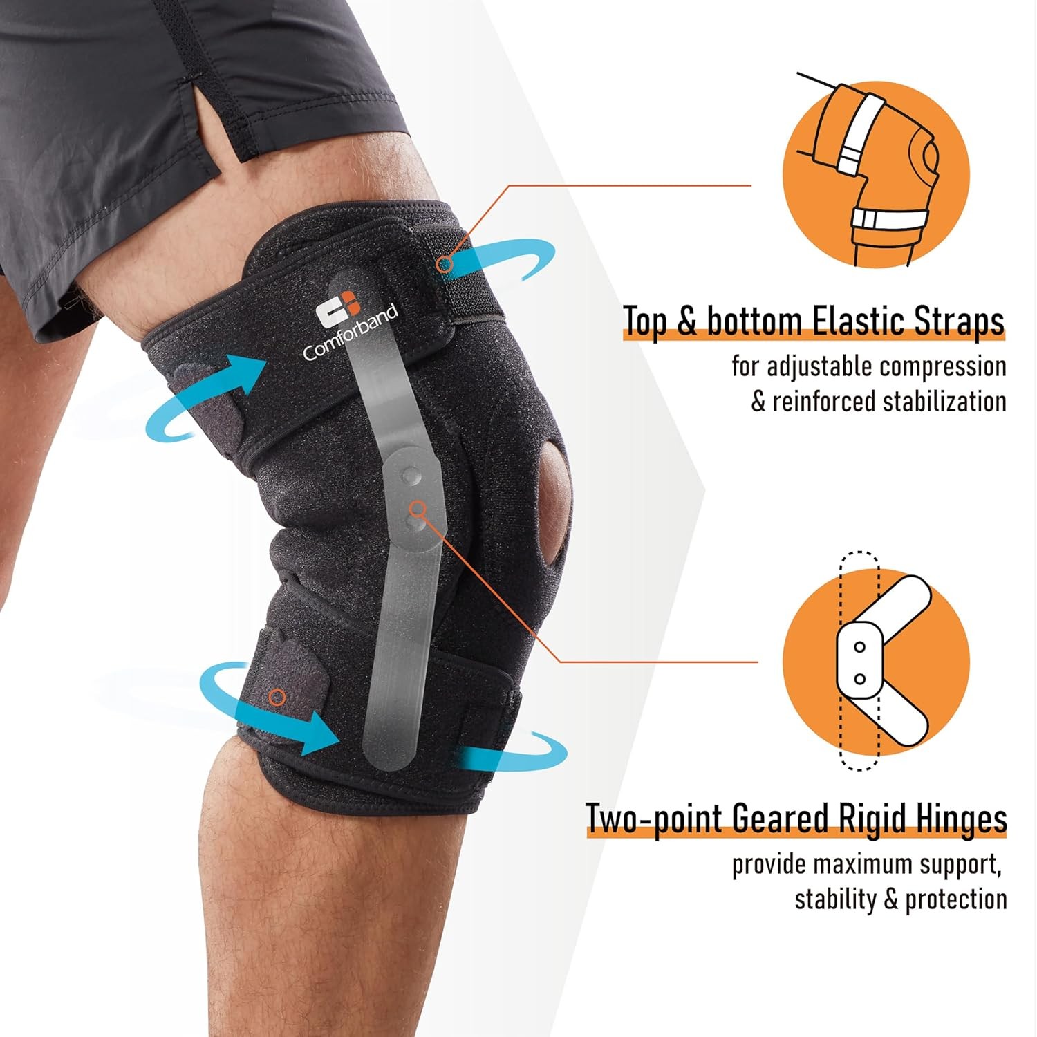 Adjustable Hinged Knee Brace for ACL PCL MCL Injury Support and Relief