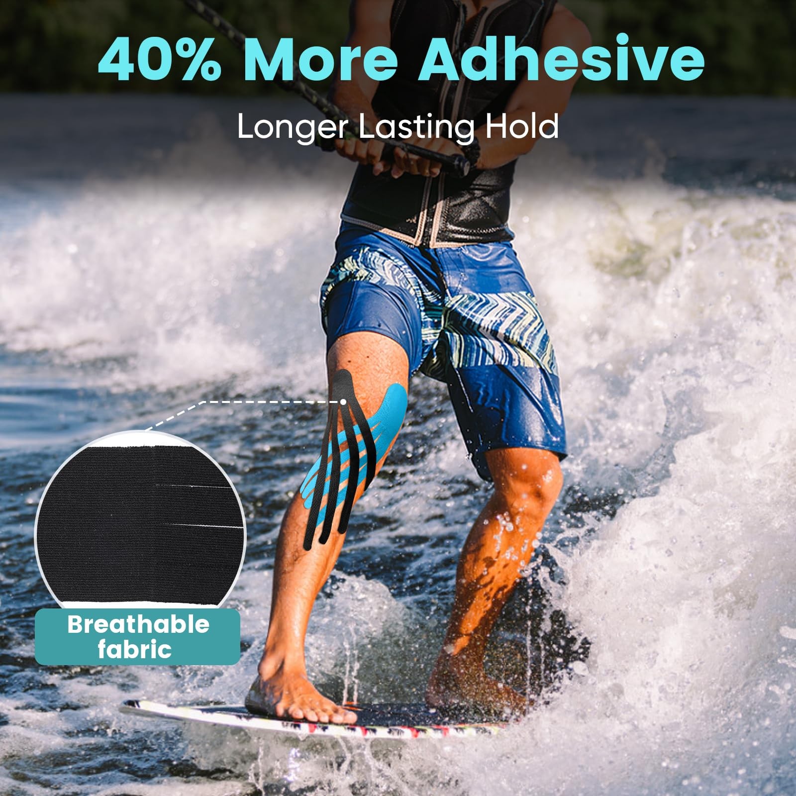 TEAWOO PreCut Kinesiology Tape 40 PCS Knee Pain Relief