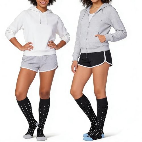 Bamboo Viscose Graduated Compression Socks for Medium Black Polka Dots