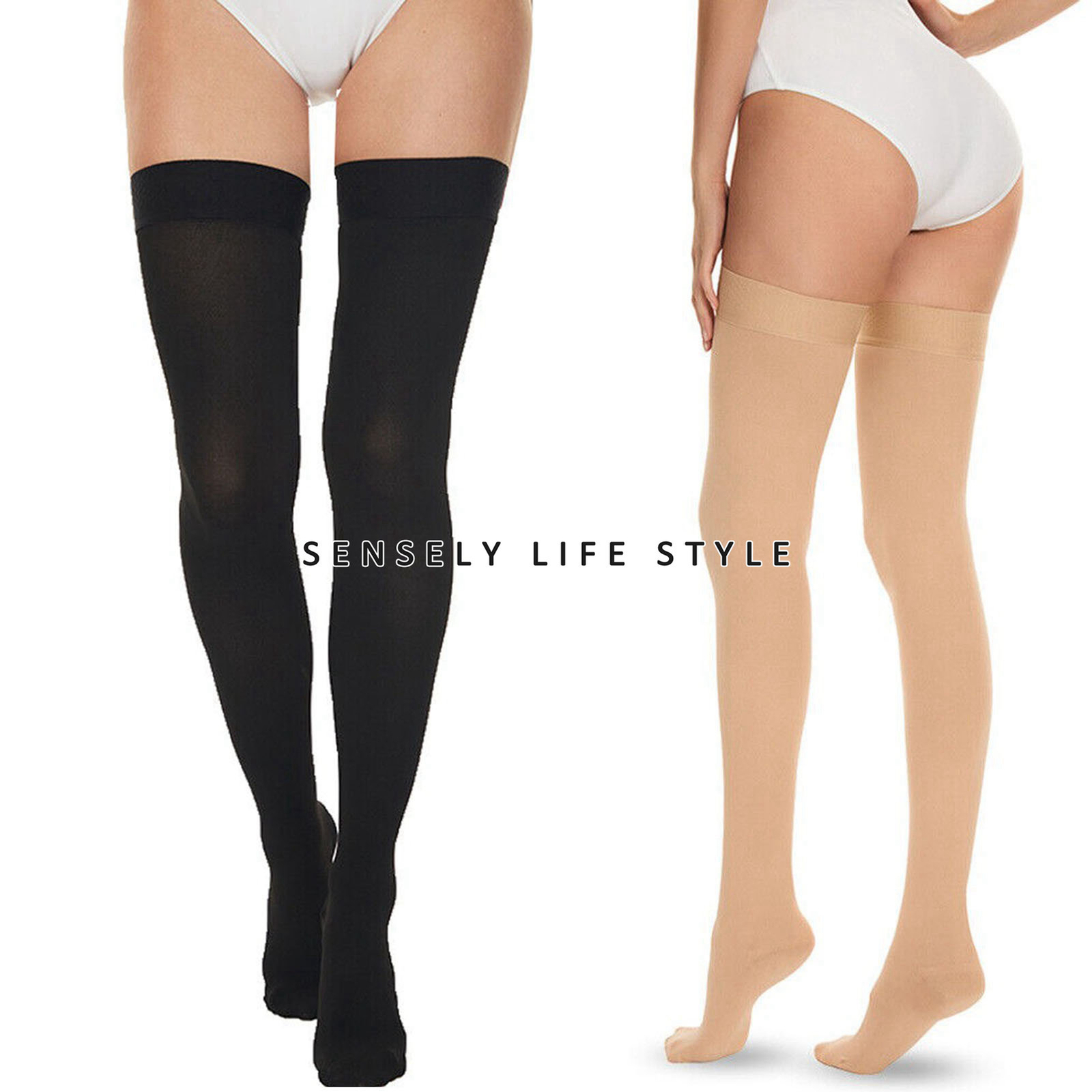 US Women’s Compression Stockings 20-32 MmHg Thigh High Slimming Socks Breathable