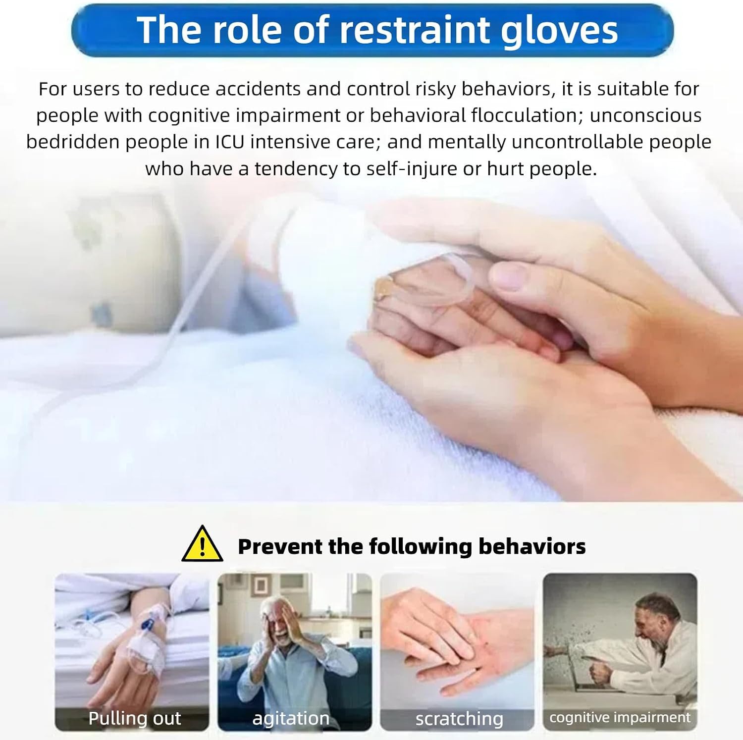 2PCS Restraint Gloves,Double Security Mitts Fits All Hand Restraint Gloves for E