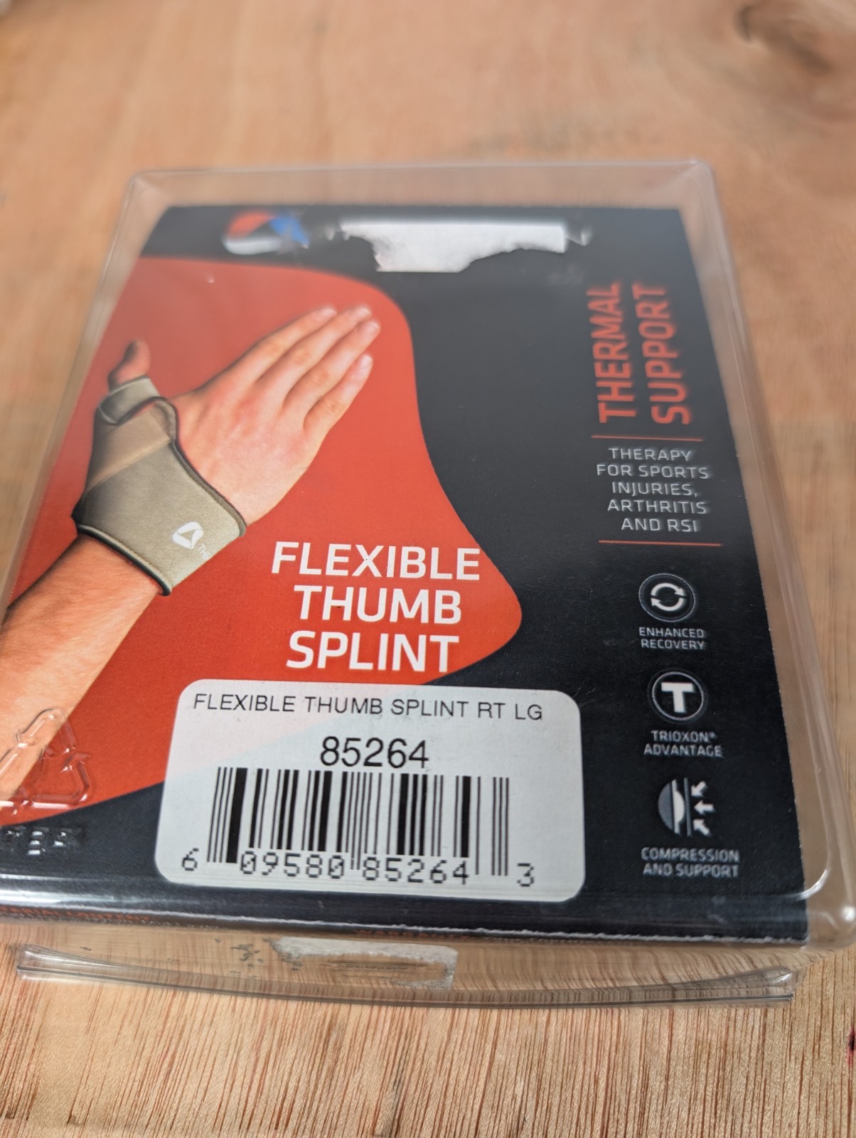 THERMOSKIN FLEXIBLE THUMB SPLINT JOINT BRACE For Right Hand Sz Large 85264
