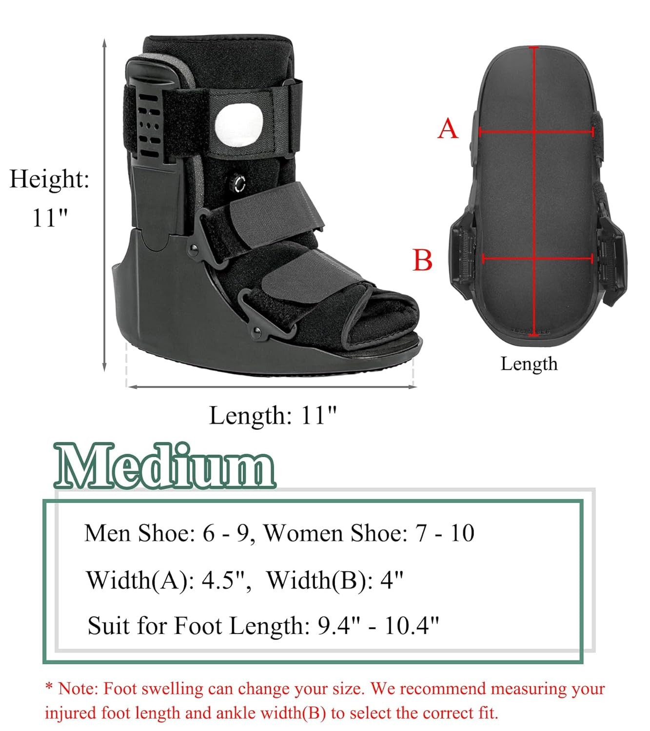 Air Walking Boot, Fracture Boot Short Walker Protection Fits Left Right Foot M