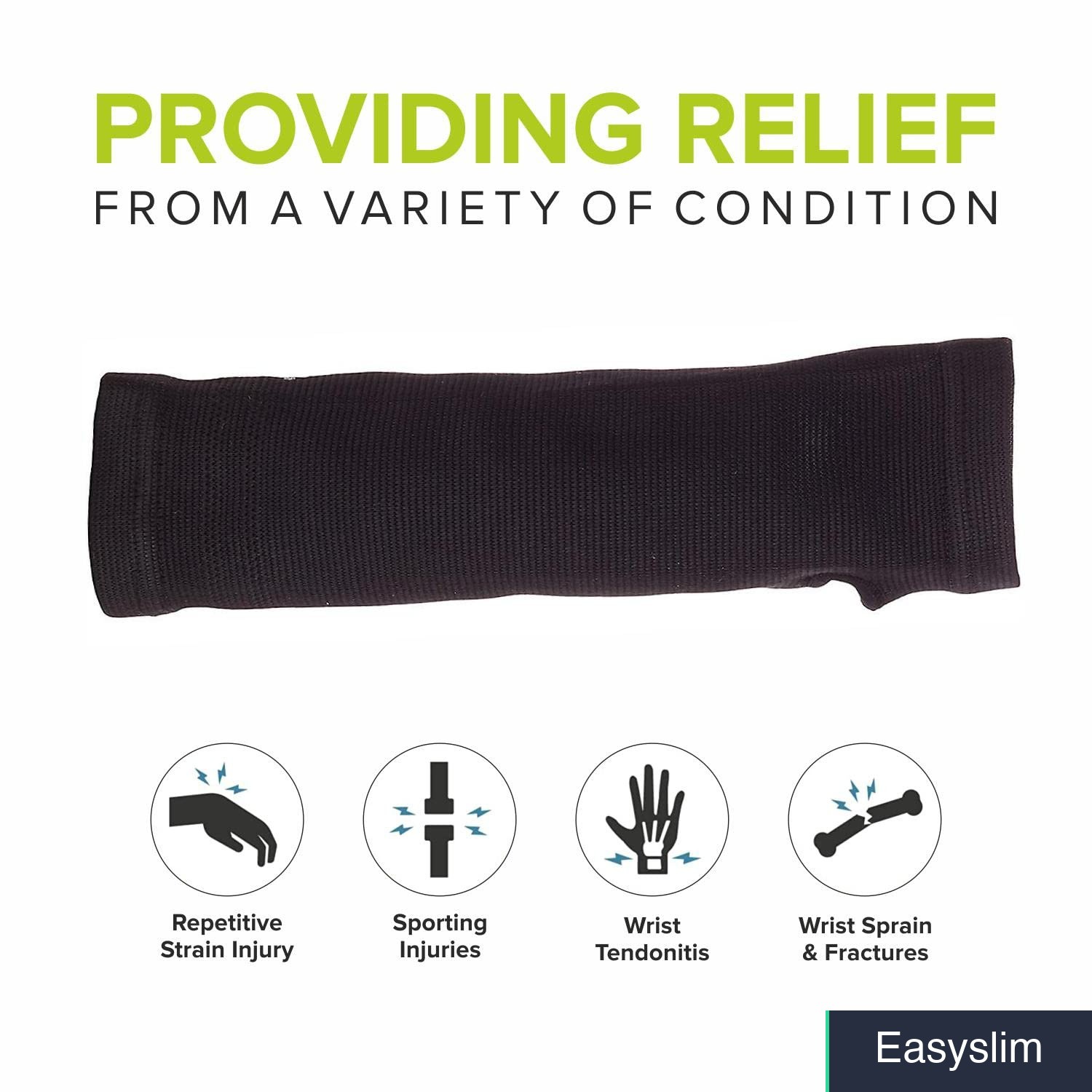 Elastic Wrist Support Large Black Compression Thumb Hole Brace Strap