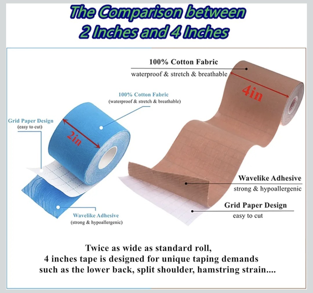 PTmehuu Kinesiology Tape Extra Wide 2 inch 4 inch x 16.4 feet Roll Waterproof…