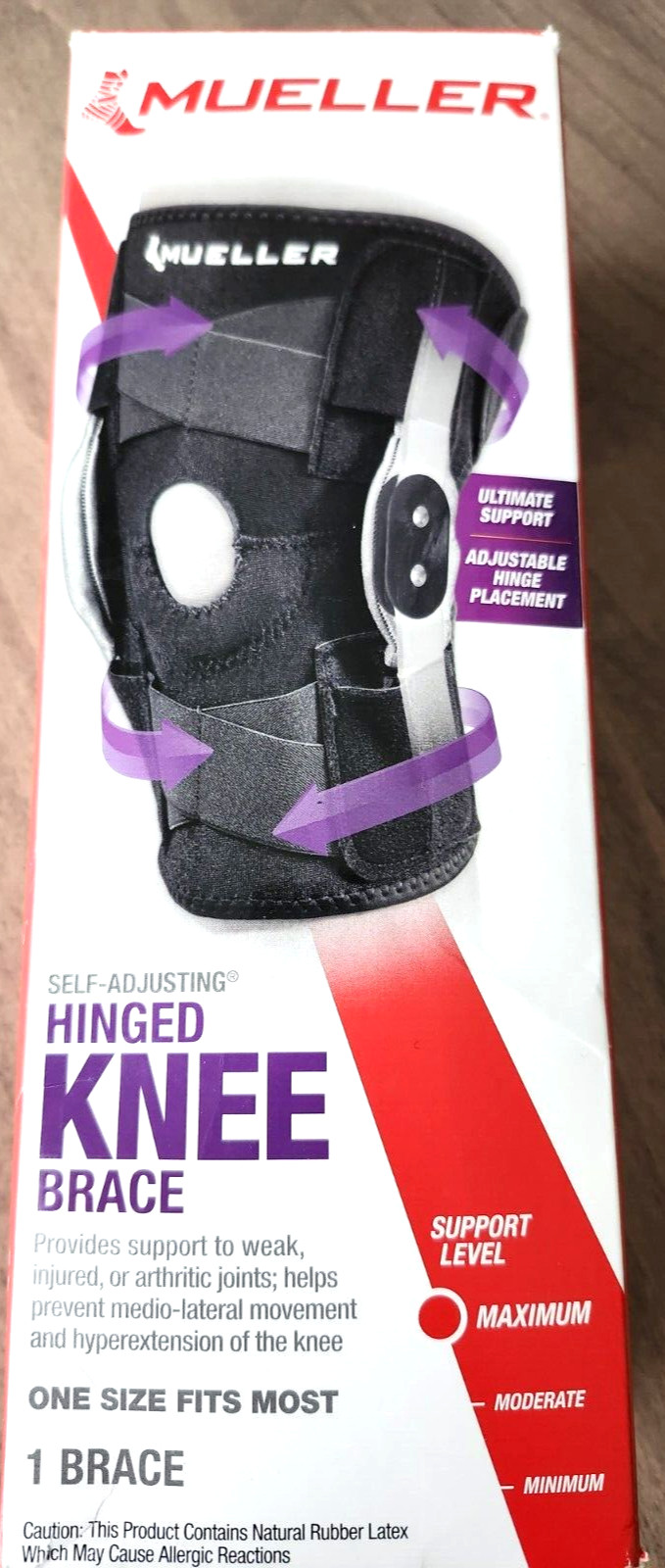 Mueller Adjustable Hinged Knee Brace, Black, One Size Fits Most Large XL