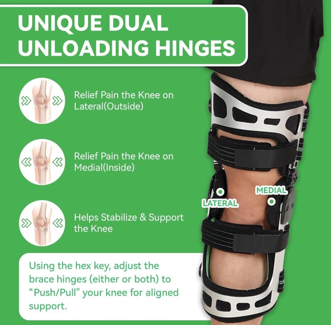Orthomen Dual Action OA Hinged Knee Brace Booster Right Medium Double Upright