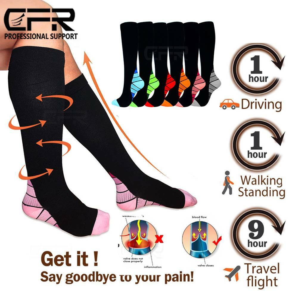 Compression Socks Stockings Knee High Womens Mens Medical 20-30 mmHG S/M-X/XL
