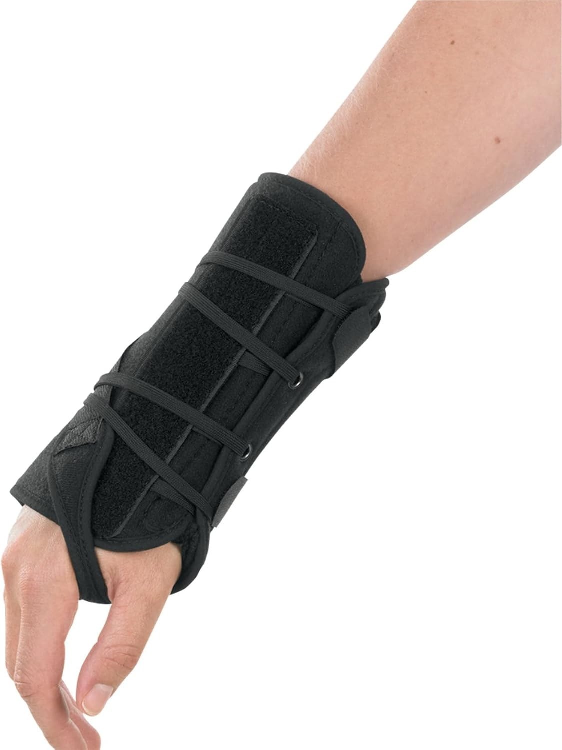 Apollo Left Wrist Brace 8″ Black Foam Support Adjustable Malleable Stays