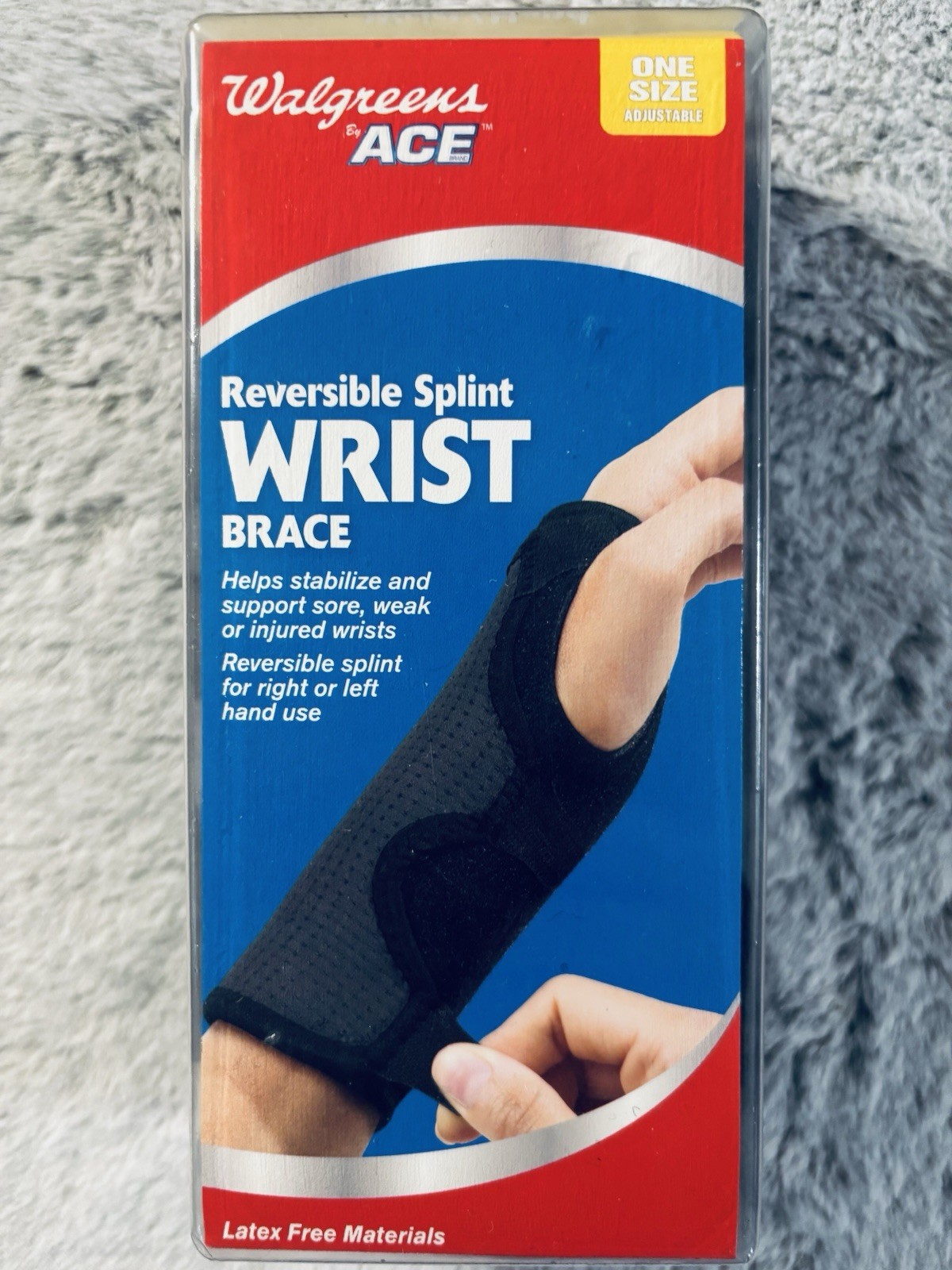 Reversible Adjustable Latex Free Wrist Brace Easy-Sleeve Black walgreens ACE