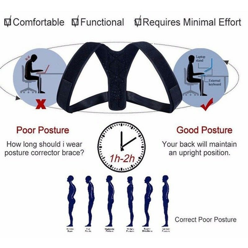 Posture Corrector Support Magnetic Back Shoulder Brace Belt Band For Men Women
