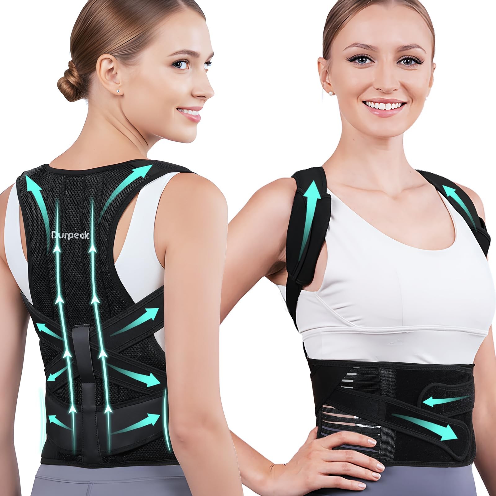 Posture Corrector for Women and Men, Full Back Brace Large/X-Large, Black