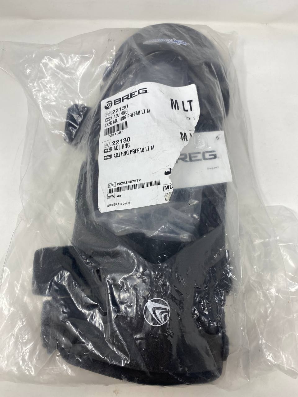 Breg 22130 Compact X2K Left ADJ HNG Black Orthopedic Support