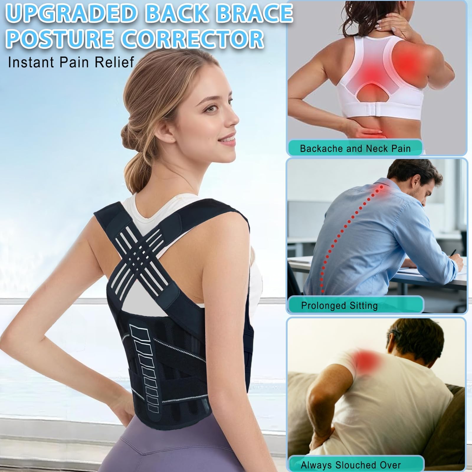 Posture Corrector for Women and Men,X-Back Brace Lower Back Support,Adjustabl…