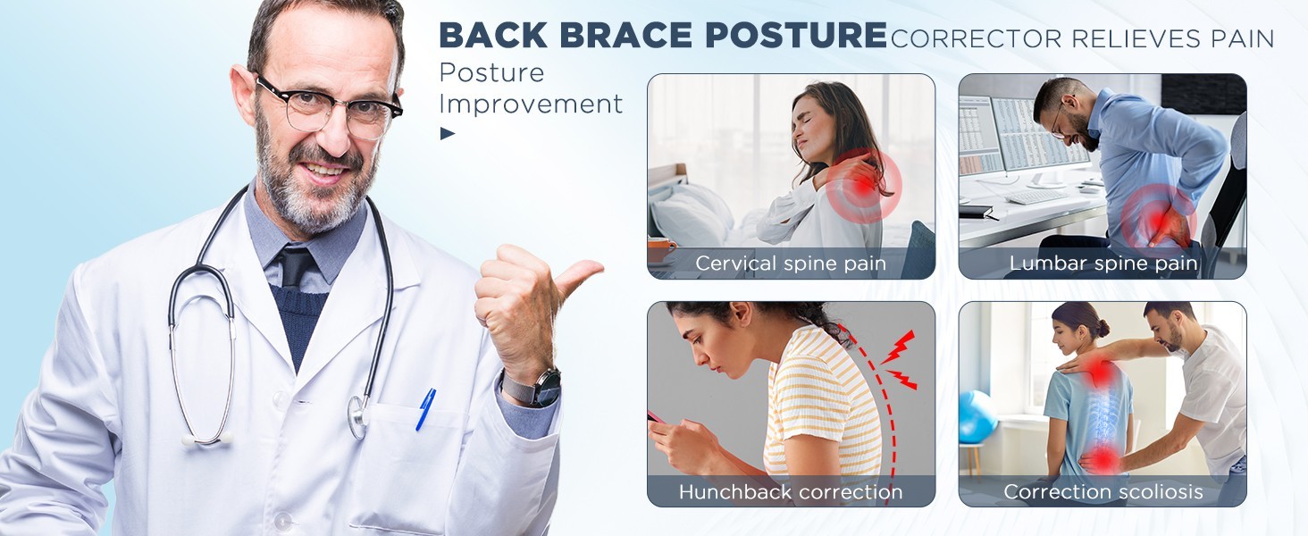 Back Brace Posture Corrector Adjustable Shoulder Support Belt for Men Women Back