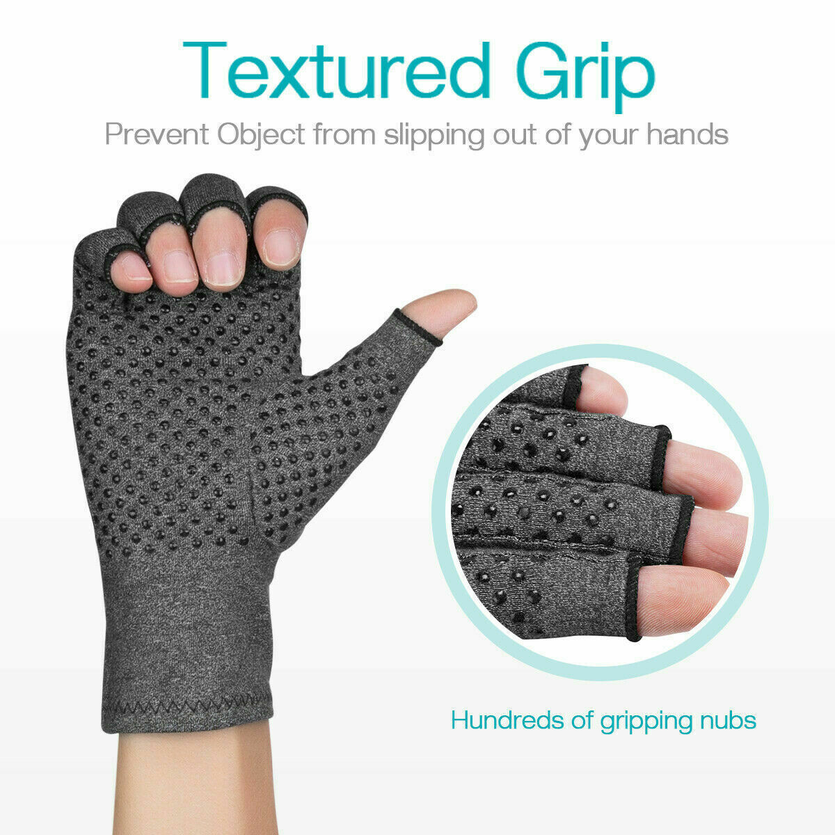 2 Pair Copper Compression Glove Hand Support Brace Medical Arthritis Pain Relief