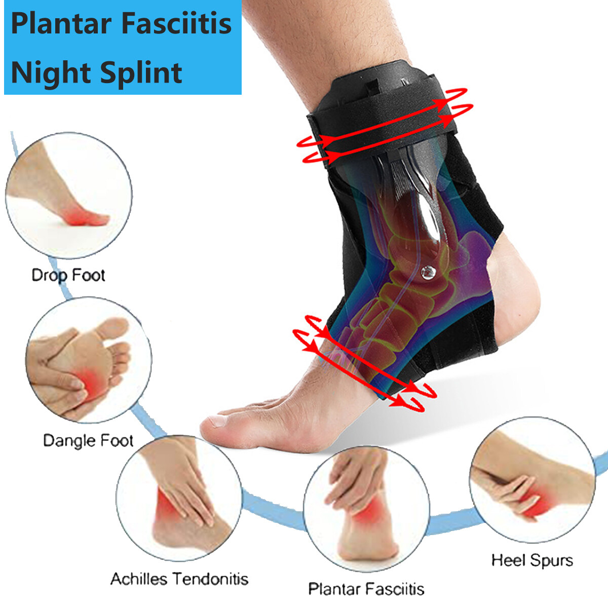 Ankle Brace Support Stabilizer Foot Strap Guard Tendonitis Achilles Drop Sprain