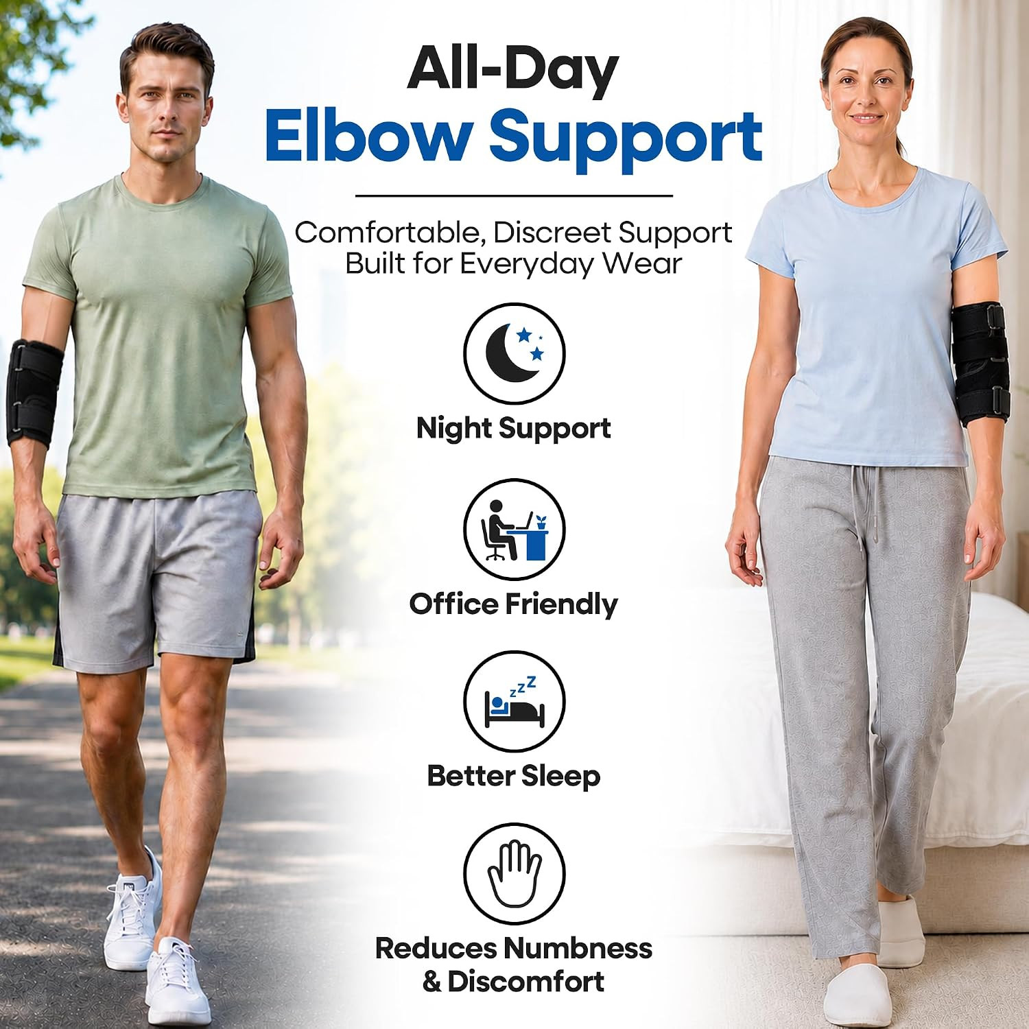 Elbow Splint Tendonitis Elbow Brace – Cubital Tunnel Brace for Sleeping – Tenni