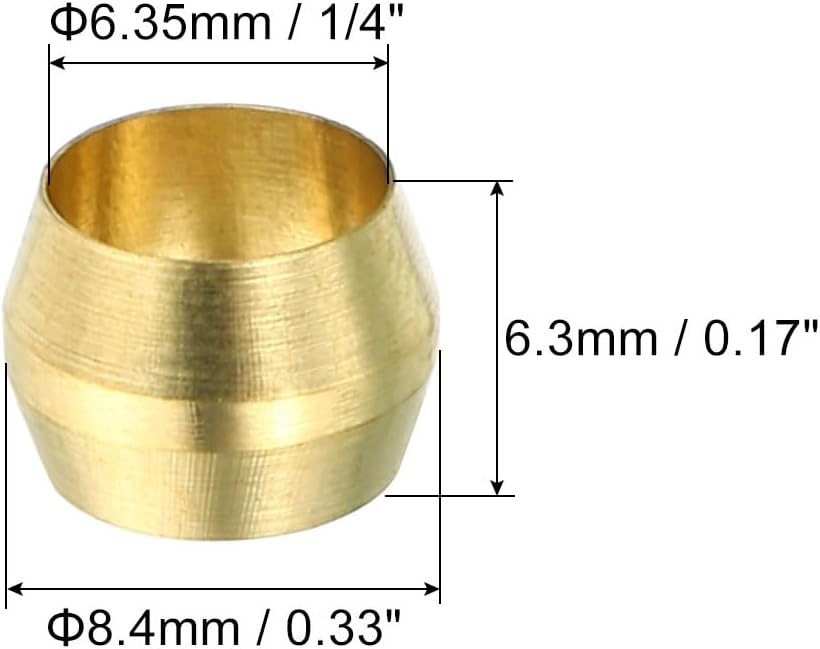 Versatile Brass Compression Sleeves – 25-Pack for 1/4 Inch Pipe Connections