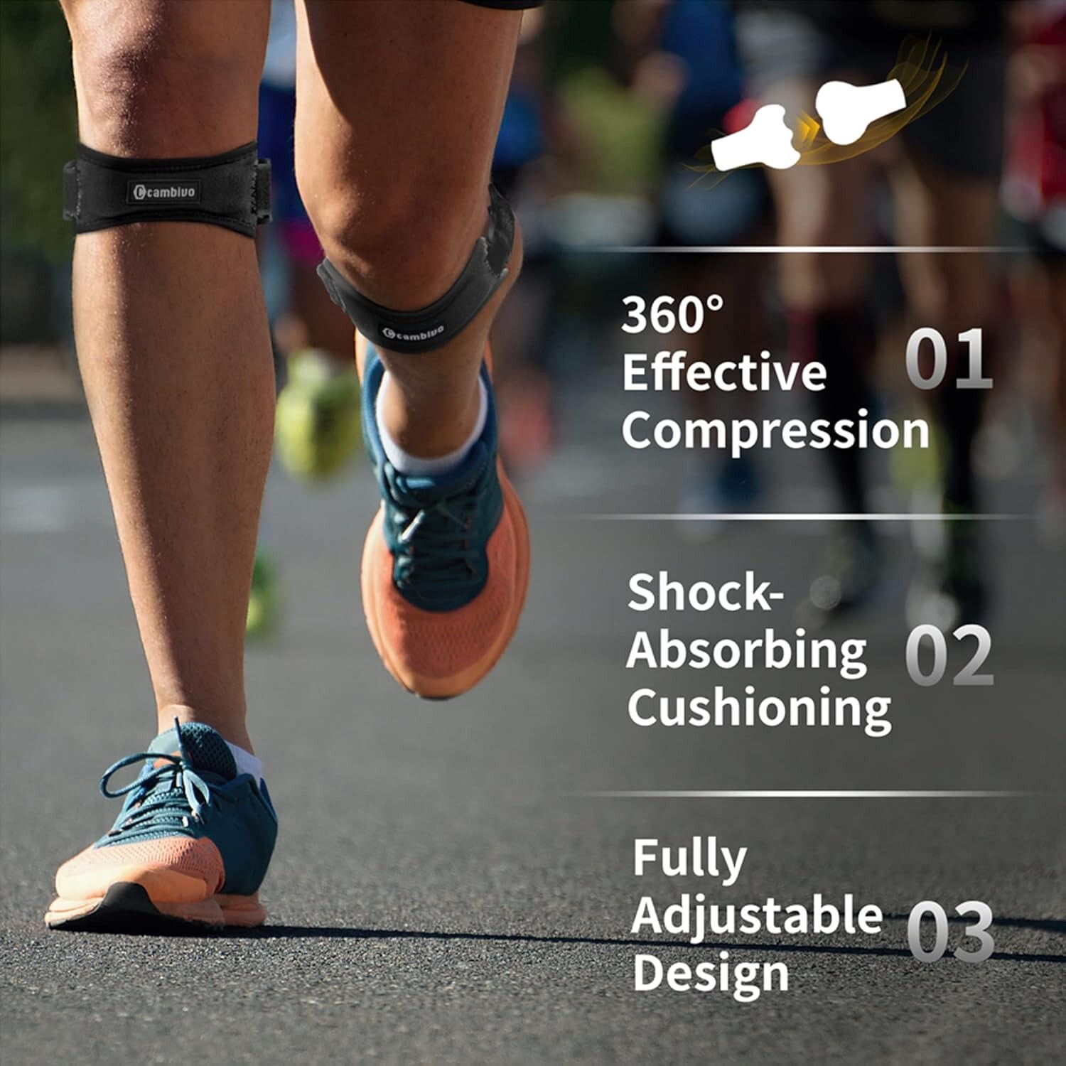 2 Pack Knee Braces Support Straps for Men Women Sports Hiking Running