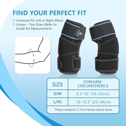 Adjustable Elbow Brace Tennis Elbow Brace for Men & Women, Elbow S/M Black/Blue