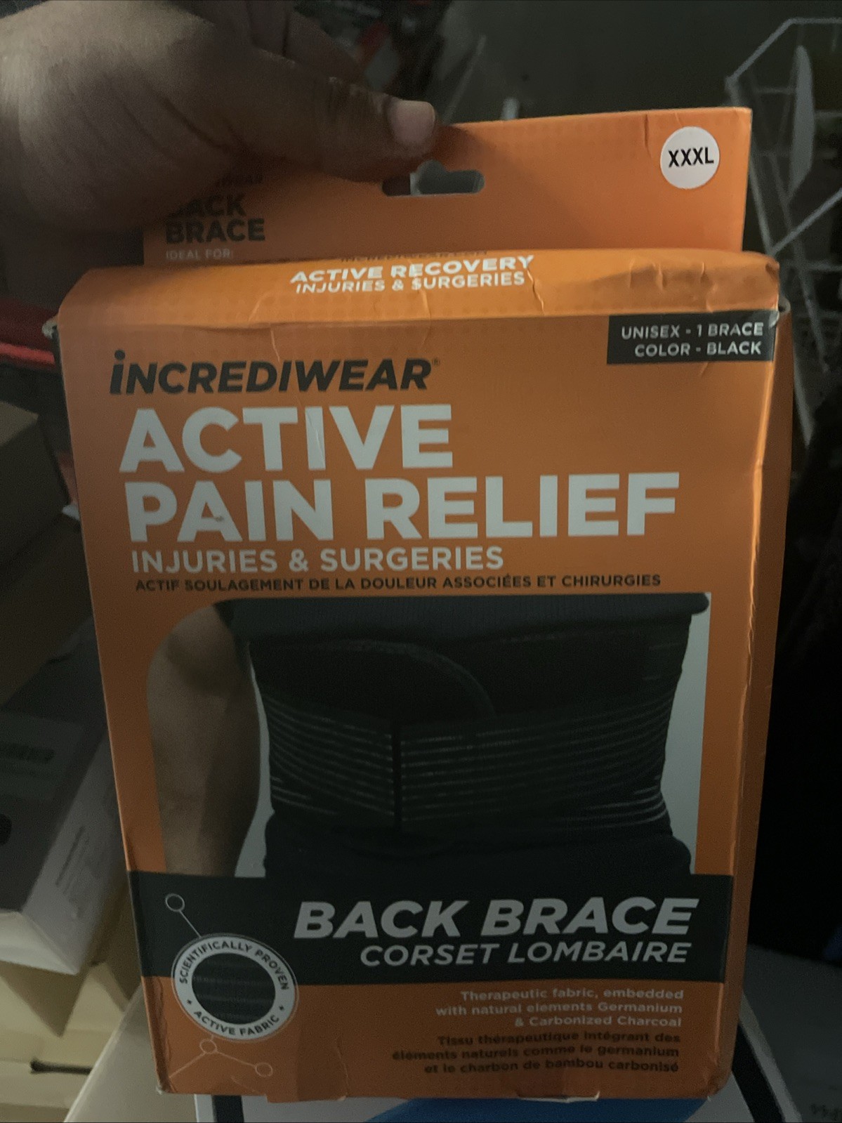 Incrediwear Unisex Back Brace Black Xxxl