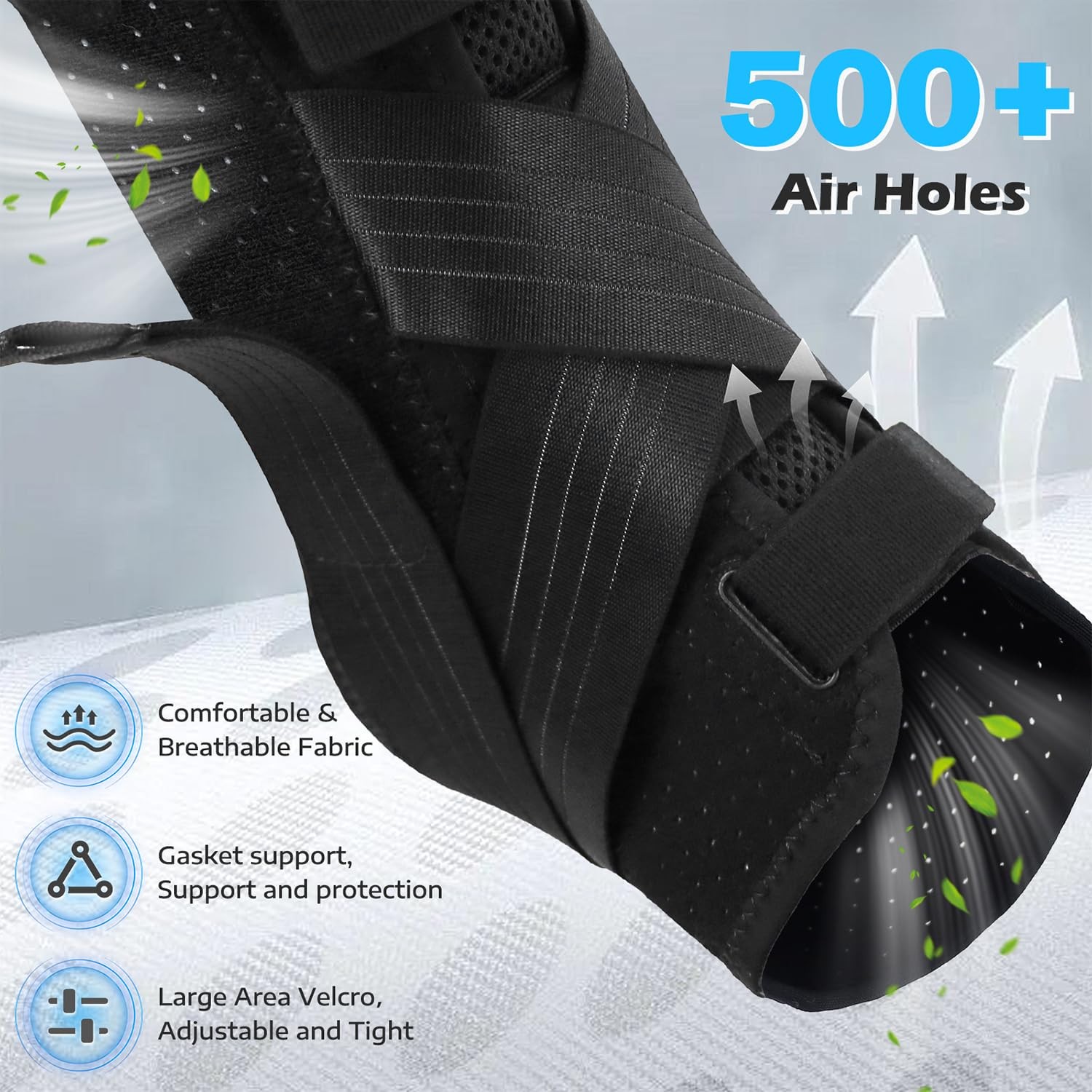 Ankle Brace for Sprained Ankle, 2 Removable Splints, Figure 8 Strap